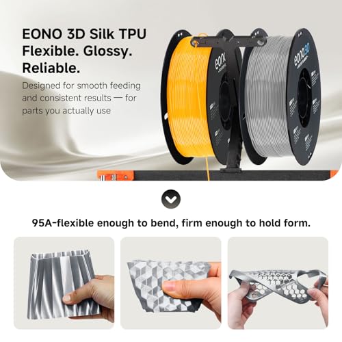 Image of Silk TPU Filament 1.75mm, 1kg - Flexible & Glossy as Silk, Shore 95A TPU Silk Silver, Soft Yet Durable for Fashion, Decor & Functional Parts, Vacuum Sealed