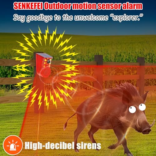 Image of Solar Motion Sensor Alarm Device - Waterproof, Multi-Mode, Wide-Angle Sensing, 129dB Alarm & Strobe Lights for Indoor & Outdoor Security 6Pack