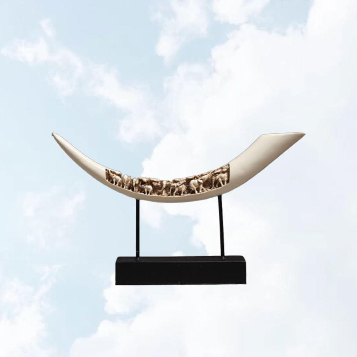 COHEALI Ornamento da Tavolo Riproduzione Avorio in Resina Artigianale | Decorazione per Salotto e Ufficio, Portatile e Sicura, Stile Delicato e Realistico