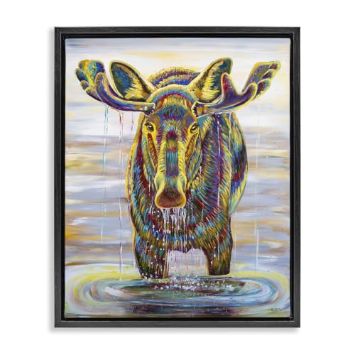 Moose Water Drip Nature Lake, 24 x 30 Inch Canvas in Floater Frame