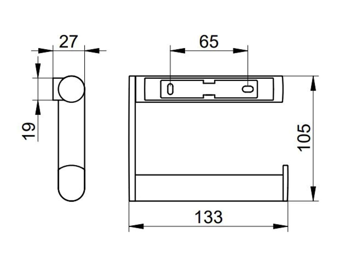 Keuco Plan Portarrollos WC, Forma Abierta, Metal Negro Mate | Made in Germany, orientable, incl. tornillos y tacos, soporte para papel higiénico para taladrar