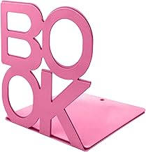 Apoios de livros de metal antideslizantes decorativos para livros Suporte de 4,9 x 5,1 x 5,5 polegadas Suporte de estante de livros Protetores de livros Organizador de mesa para escritório Acessórios Suporte para livros de metal,Suporte para livros,Fim do livro,Suportes para livros para prateleiras,Extremidades de livro para prateleiras Pink