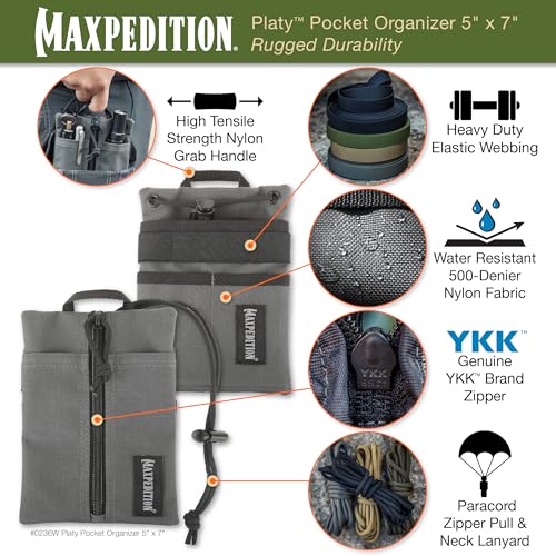Image of MAXPEDITION Platy Pocket Organizer, Durable EDC Tool Pouch for Men, Neck Wallet with Paracord Lanyard, Holds Flashlight, Multitool, Pen, Notebook