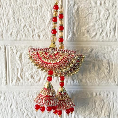 Image of Adikala Craft Store Handmade Ethnic Latkan Tassel Set of 2 for Saree Pallu, Blouse, Suits, Dupatta, Lehenga Decor | Ethnic Saree Pallu, Blouse, Suit, Dupatta & Lehenga Decoration (Red Pearl)