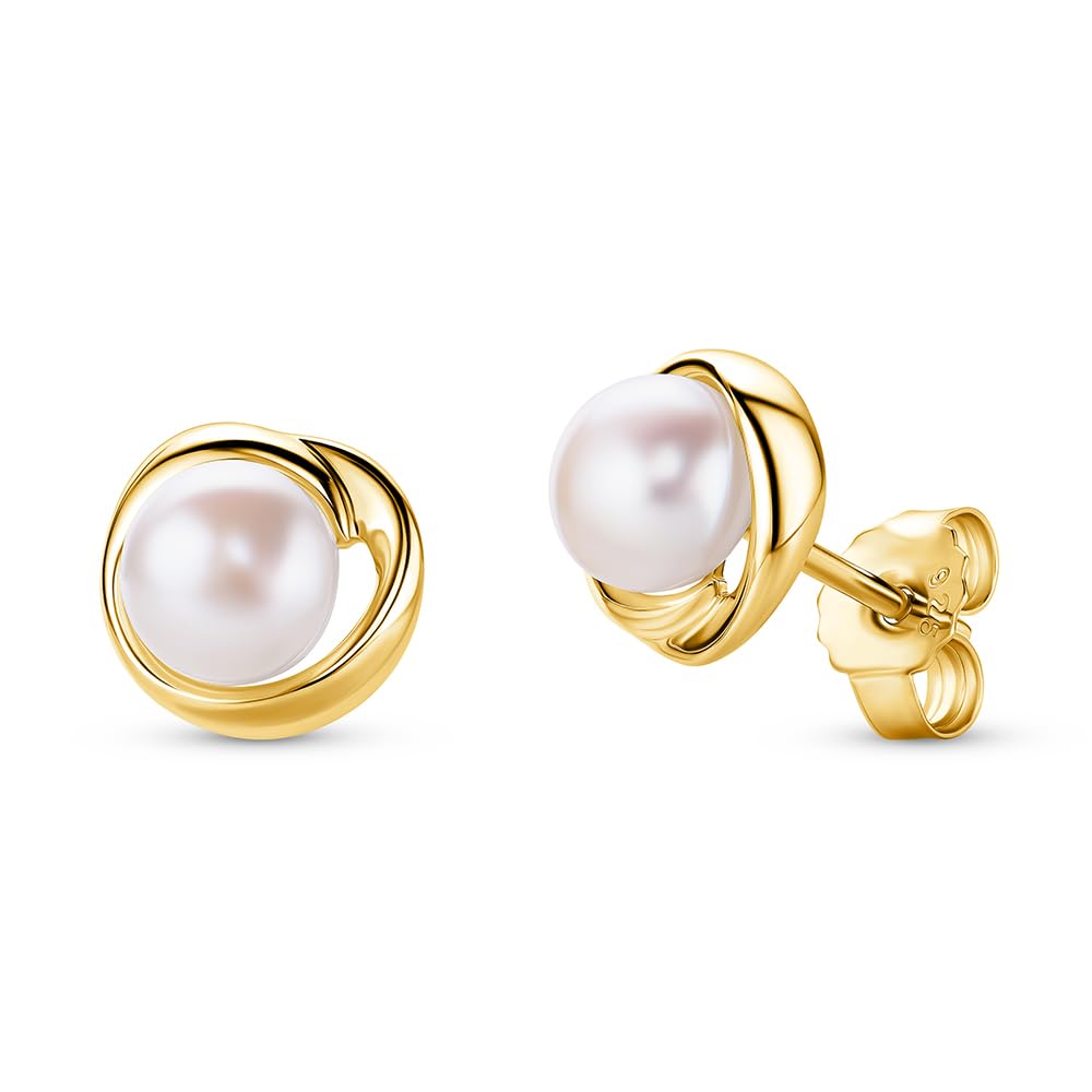 Miore Orecchini Donna Argento 925 o Argento 925 Placcato Oro 18KT, Orecchini Perle Naturali anallergici, Chiusura sicura con Perno e Farfalla. Confezionati in Elegante Portagioie