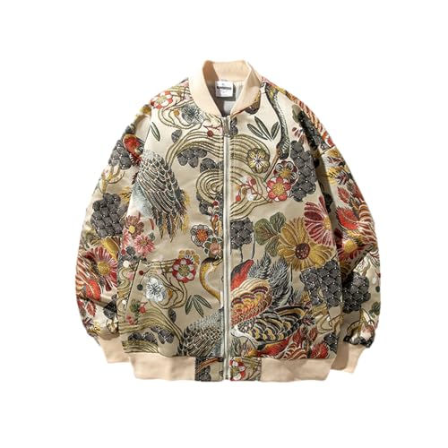 Broderie japonaise sur cette veste bomber Homme casual au style streetwear