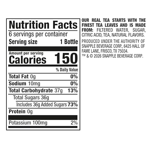 Image of Snapple Lemon Tea, 16 fl oz recycled plastic bottle, 6 pack