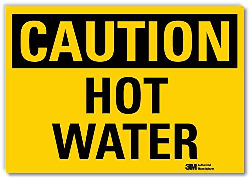 SmartSign “Caution - Hot Water” Label | 10" x 14" 3M Engineer Grade Reflective