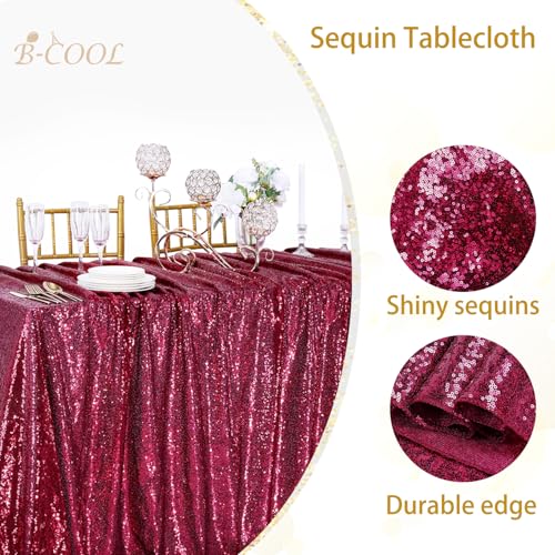 Image of B-COOL Sequin Tablecloth Sparkle Fabric: Rectangle Table Cloth Linen Glitter Cake Table Cloth for Wedding Party Banquet Christmas Birthday 50x80 Inch