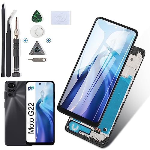 RongZy para Motorola Moto G22 XT2231-2 LCD+Pantalla Táctil Digitalizador Asamblea Reemplazo +Reparación Herramientas(Negro con Marco)