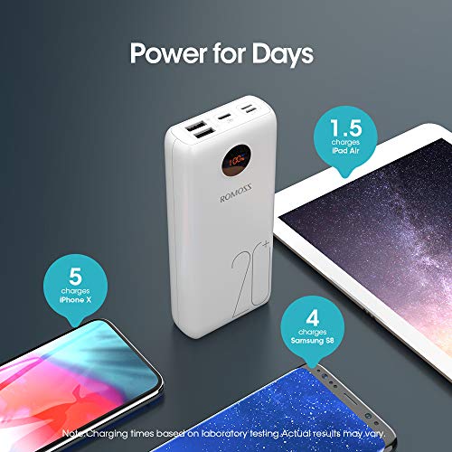 ROMOSS USB C Power Bank, 20000mAh PD Portable Charger 18W 3 Outputs and 3 Inputs External Battery Packs Compatible for iPhone 11/11 Pro, iPad Pro, Nintendo Switch, Samsung S8 and Other Smart Devices - Thumbnail 6