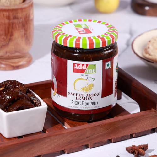 Image of Add me Khatta Meetha Sweet Lime Lemon Pickles Nimbu Ka Achar 600gm No Oil Homemade Recipe & Taste Glass Jar