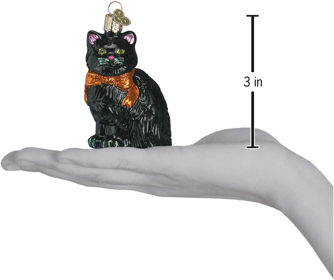 Old World Christmas Halloween Kitty Glass Blown Ornament for Christmas Tree