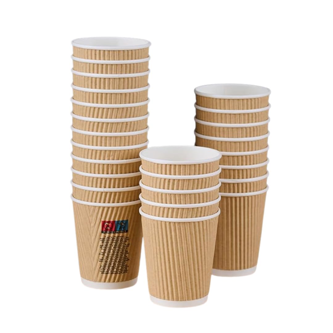 ABENA Ripple Wall Hot Paper Cup, 400ml, Pack of 25, Disposable Paper Cups