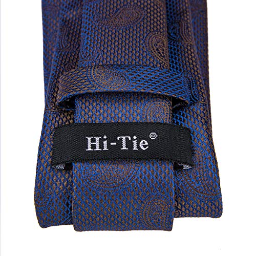 Image of Hi-Tie Paisley Floral Ties Set for Men Silk Mens Stripes Necktie Pocket Square Cufflinks Set Formal Business