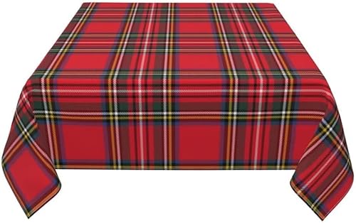 Miniatura 3 de BETGINY Mantel de Navidad cuadrado de 60 x 60 pulgadas, mantel de cuadros de búfalo rojo y verde, resistente al polvo, a las arrugas, mantel rústico