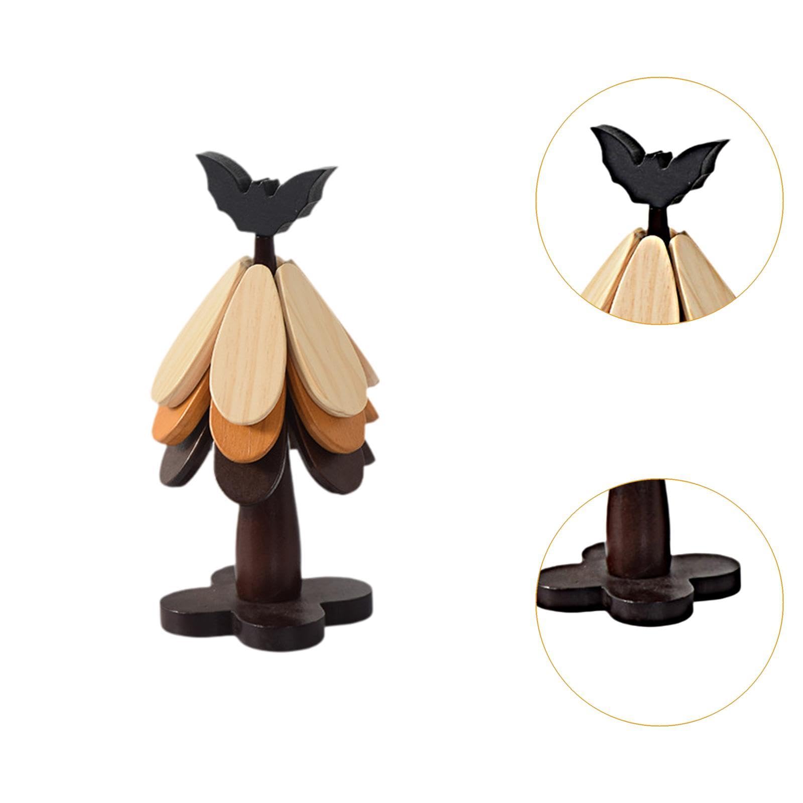 Dessous de Verre En Bois Pliable, Isolant, Utilisable Comme Dessous de Plat Ou sous-verre, sous-verre Original pour Protéger de La Chaleur, Idéal Comm, Chauve-souris Noire