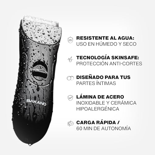 BAKANO SELEX ORIGINAL - Afeitadora Corporal Masculina.Depiladora Corporal Hombre con Tecnología SkinSafe e Impermeable. Rasuradora Hombre Ideal para Genitales y Vello Púbico - imagen 3