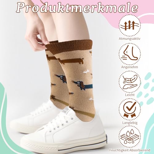 Tantanbear 3 Paar Dackel Socken, Socken Hundemotiv 36-45, Dackel Geschenke mit Witzige Spruch und Dackelmotiv für Teenager Erwachsener Herren Damen