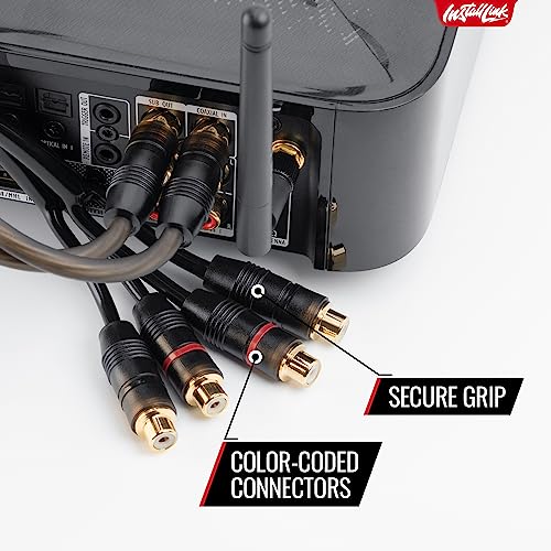 Install Link RCA Audio Cable for Subwoofer or Stereo Cable, Y Adapter 1-Male to 2-Female Splitter, 2pk
