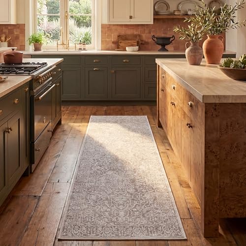 SAFAVIEH Reflection Collection Runner Rug - 2'3' x 10', Beige & Cream, Non-Shedding & Easy Cleaning, Ideal for Living Room, Bedroom (RFT670A)