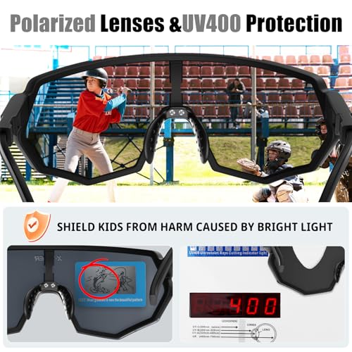Image of X-TIGER Polarized Youth Baseball Sunglasses UV400 Kids Sunglasses Boys Girls 8-12 Youth for Softball Cycling Sports Glasses