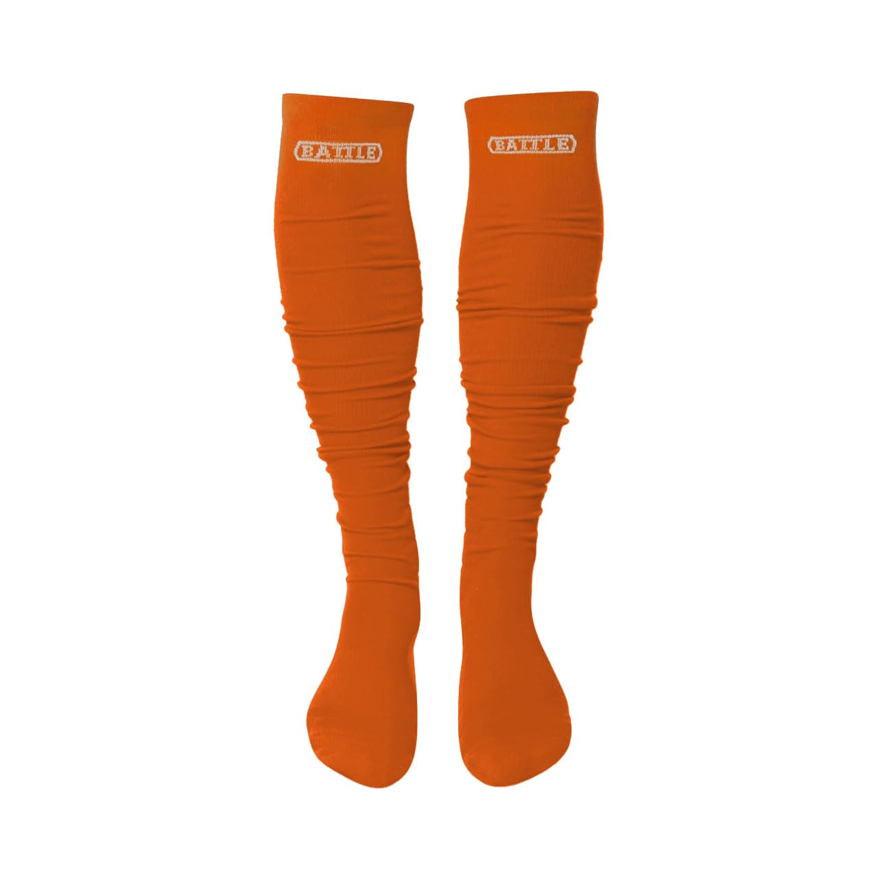 Battle Men's Orange Sports Long Scrunch Football Socks, Extra Long Padded Sport Socks For & Boys, Large-X-Large