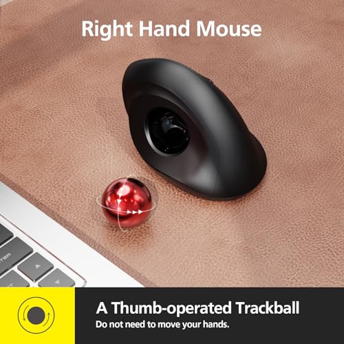 Image of MicroPack Trackball Wireless Mouse, Upgrade Right Hand Ergonomic Mouse with Wireless Vertical Rollerball Computer Mouse, 3 Adjustable DPI, Easy Thumb Control for PC, Laptop, Mac, Windows - Black