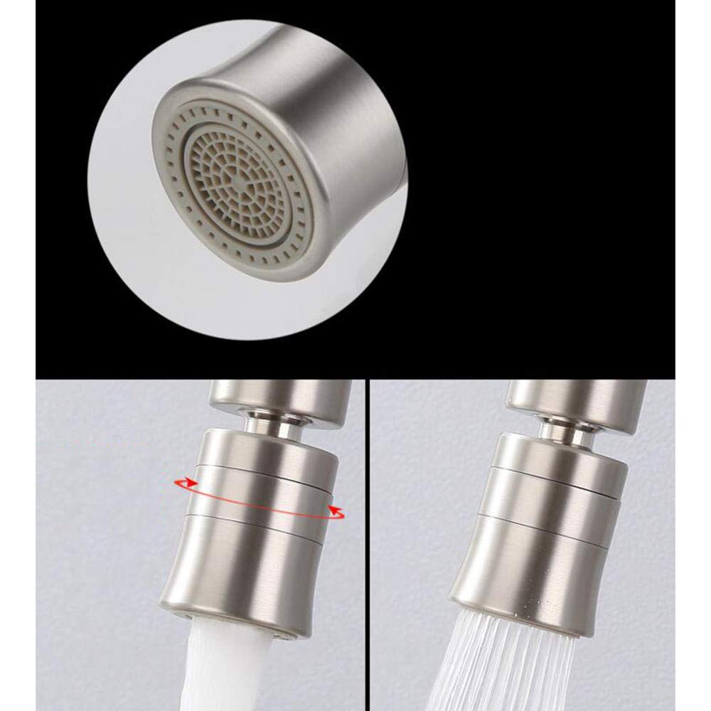Grifo de Cocina de Pared Acero Inoxidable Trefilado Grifos Cocina con Pistola Frío y Caliente Boquilla 2 Modos Giratorio Grifo Fregadero Cocina-A