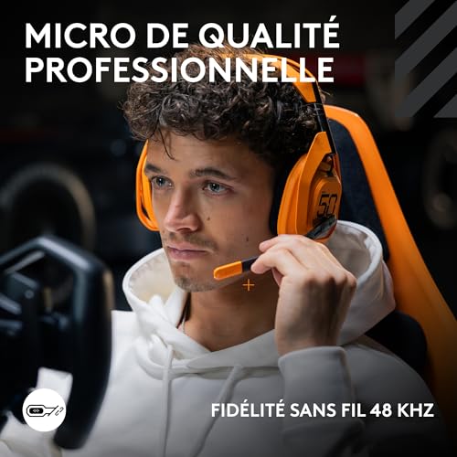 Logitech G Astro A50 X LIGHTSPEED McLaren Edition casque gaming sans fil + station d’accueil PRO G GRAPHENE PLAYSYNC Xbox Series X| + PS5 + PCMac Bluetooth dispositif de relais HDMI 2.1 Papaya - vue 7