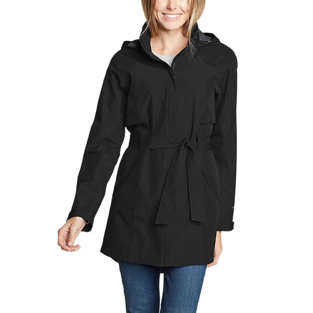 Eddie Bauer Womens Kona Trench Coat Black Regular