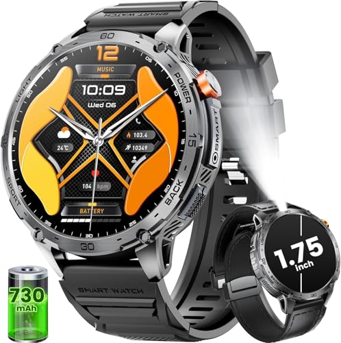 HIRREO Smartwatch Herren Sportuhr mit 730 mAh