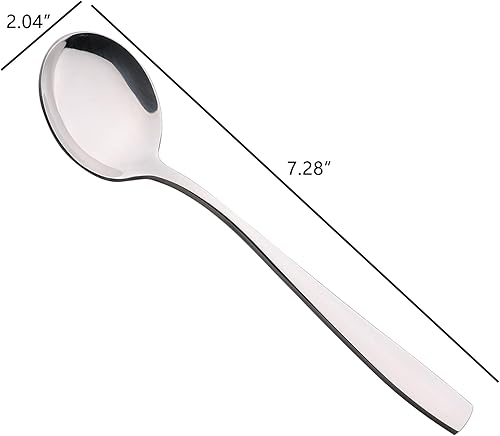 Miniatura 3 de Begale Cuchara de sopa redonda de 16 piezas, cucharas de caldo de acero inoxidable