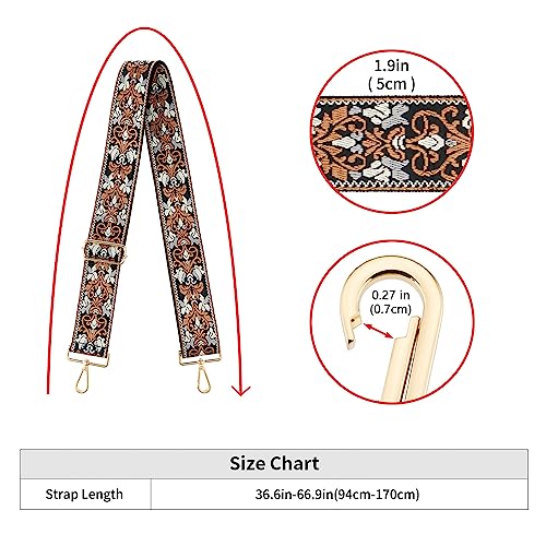 Image of Wide Shoulder Strap Adjustable Replacement Belt Guitar Style Crossbody Bag Handbag Strap Multicolor Canvas Straps(Wide:2in)(Color47)