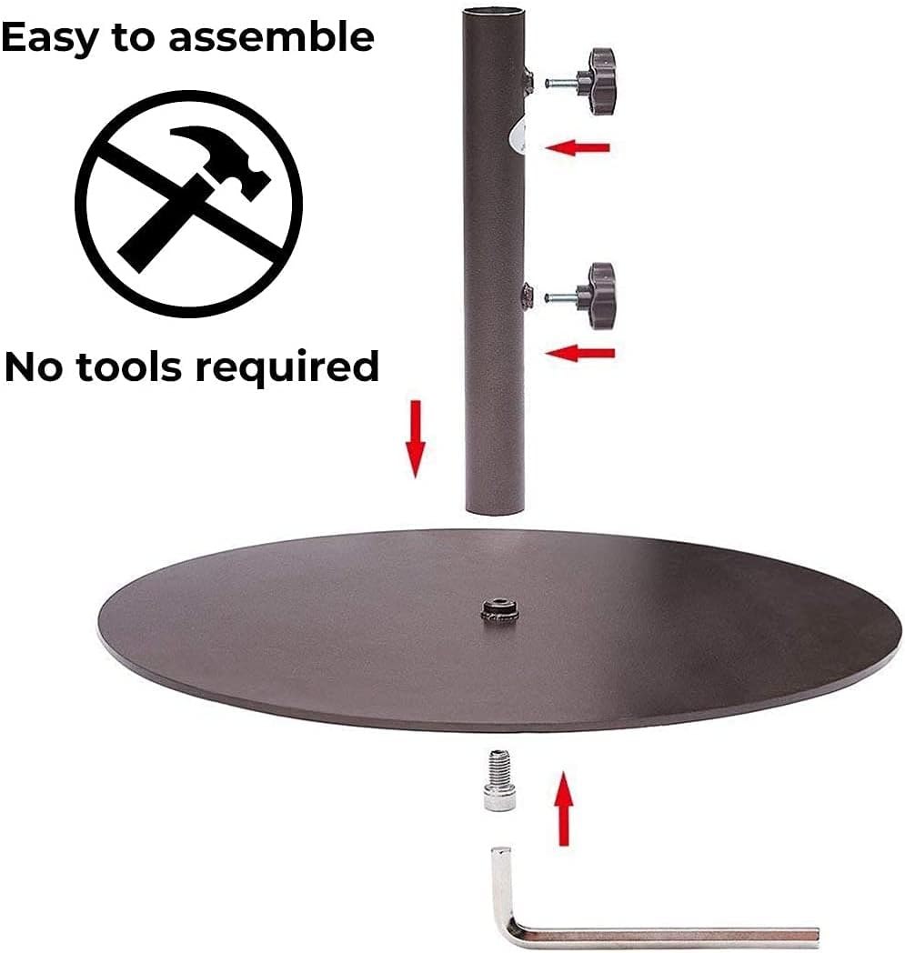 Abba Patio 55 lb Patio Umbrella Base Heavy Duty Round 28 inch Diameter Steel Outdoor Market Umbrella Base Stand for Deck, Lawn, Garden, Pool, Brown : Everything Else