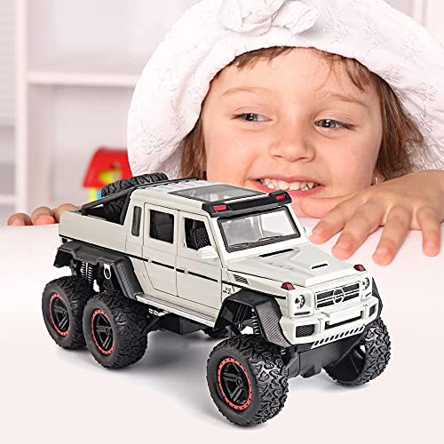 Image of DEUSON ECOM 1:24 Scale AMG G63 6X6 Toy Car Diecast Metal Car for Kids with Light Sound Pullback Openable Best Gifts Toys for Boys, Red