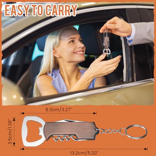 Ziliny 24 Pcs Bottle Opener Keychain Bulk Wine Bottle Beer Opener Keychain 3.27" Stainless Steel Corkscrew Waiter Corkscrew Wine Keyring Gifts for Christmas Bar Party Wedding Home (Red Bronze Color) by Ziliny - Image 6