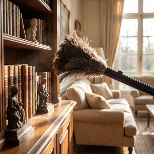 Image of Scalable Dusters, Brown Washable Portable Compact Feathers Mini Duster with ABS Handle Ability to Collect Dust, Reusable up to 200 Times