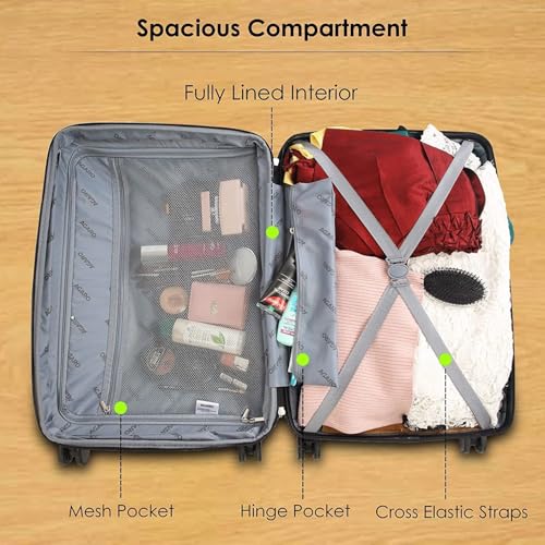 Image of AGARO Venue Hard-Sided Polypropylene Check-in Luggage Set of 2 (20-24 Inch Suitcase) Black
