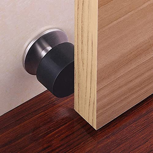 Butée de porte adhésive en acier inoxydable et caoutchouc pour sol et mur Pack de 2 - 5