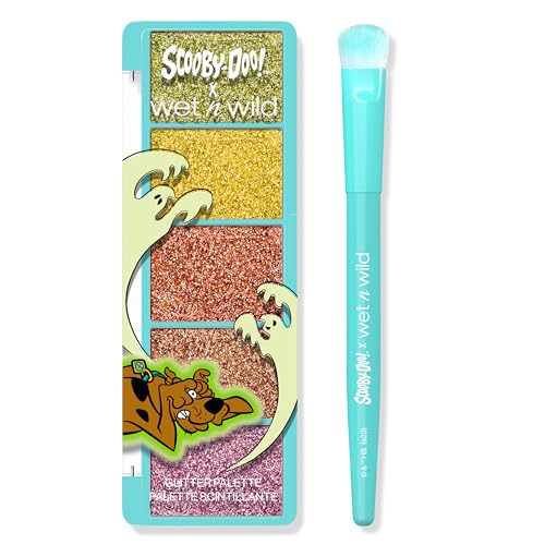 Wet n Wild Scooby-Doo Gespenst Glitzer Palette, 5-palette für Gesicht und Körper, hoch deckender selbsthaftender Glitzer für intensiven Glanz, Trocknet Schnell