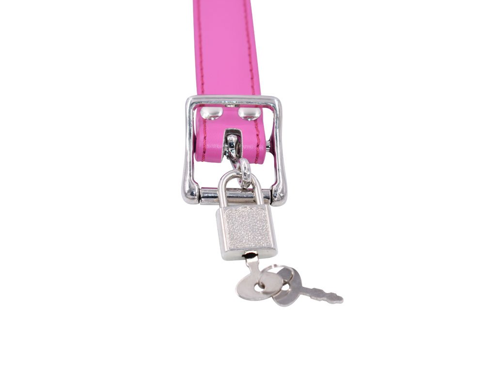 YiFeng Leather Lockable Ball Gag w/Lock Bondage Fetish Restraint Slave Roleplay Gimp 4 (Blue, Long): Short Hot Pink