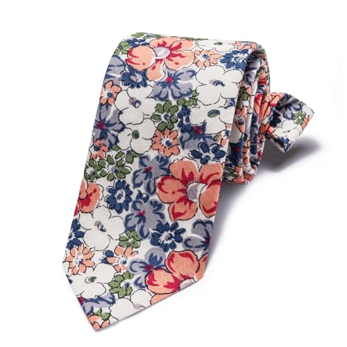 Image of Barry.Wang 100% Cotton Floral Ties for Men 63 inch Extra Long Necktie Clip | Fashion Cotton Printed Neckties,Wildflower 2.76 inch Ties Skinny,Gift Box,Groomsmen Wedding‌ Engagement Graduation