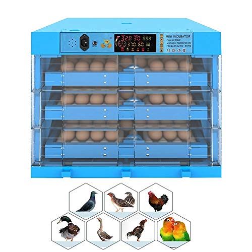 ZFF Egg Incubator 192 Eggs Digital Poultry Hatcher Automatic Turning Temperature Humidity Control Hatching Chicken Duck Dove Quail