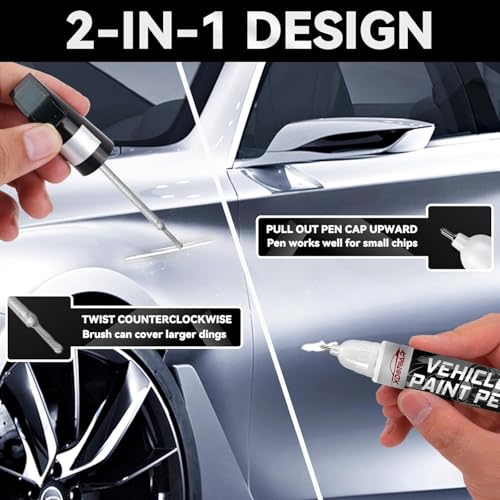 Image of xdotoar Touch Up Paint Pen for Maruti Suzuki Fronx Splendid Silver (WBE) | 2-in-1 Car Scratch Remover | Automotive 2K Paint Repair Pen | Quick Dry Touch Up Paint for Chips, Scratches & Scuffs