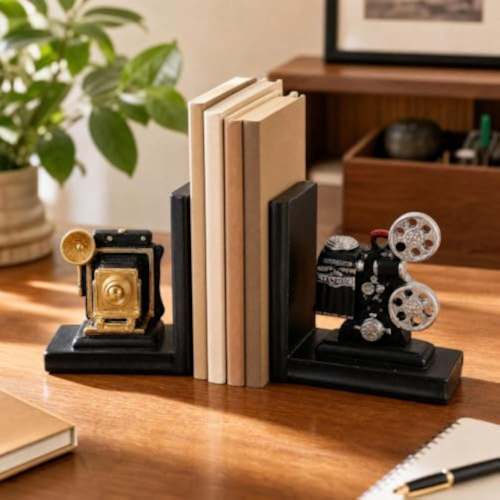 Compact Vintage Camera Projection Lamp Bookends
