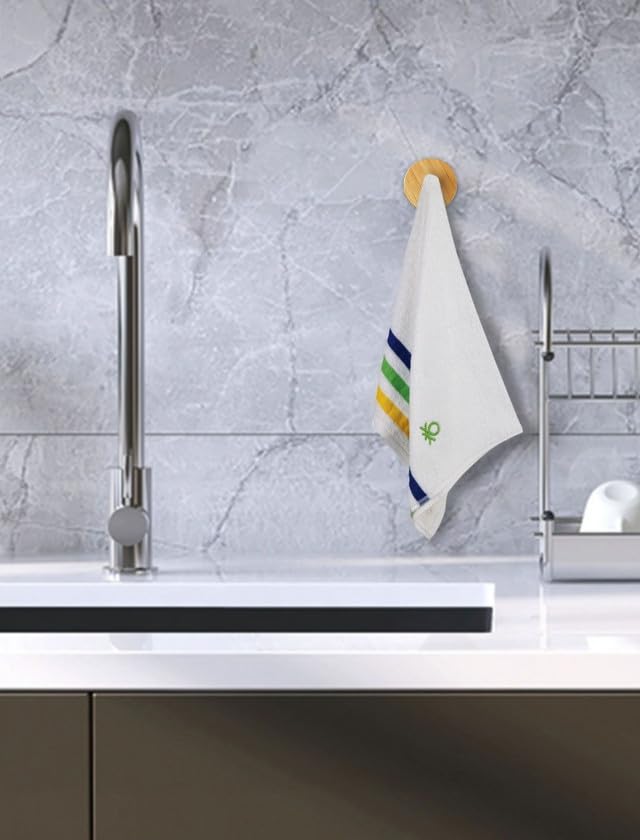 Image of United Colors of Benetton Rainbow Cotton Hand Towel | Set of 2 | 40x60 cm | Snow White