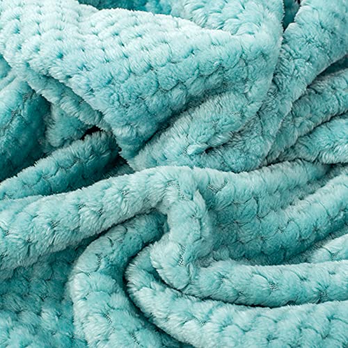 Image of Warm Soft Fuzzy Dog or Cat Blanket, Plush Fleece Throws for Puppy, Kitten, Bed, Couch, Sofa, Travel (L /40 inch x 48 inch, Robin Blue)