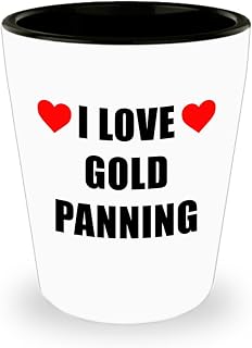 I Love Gold Panning Bar Drinking 1.5oz Shot Glass - Gift for Hobbyist, Enthusiast Extract Gold Using A Pan