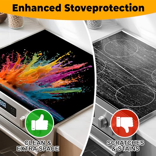 Image of Stove Top Cover for Home Decoration Kitchen Pad Washable Cooktop Covers Countertop Stove Protector Mat for Home Kitchen Cooktops (colorful, 28 inchx20 inch)